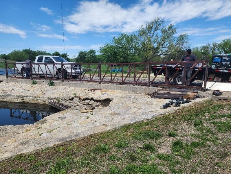 Welding and metal fabrication work, on-site progress photo