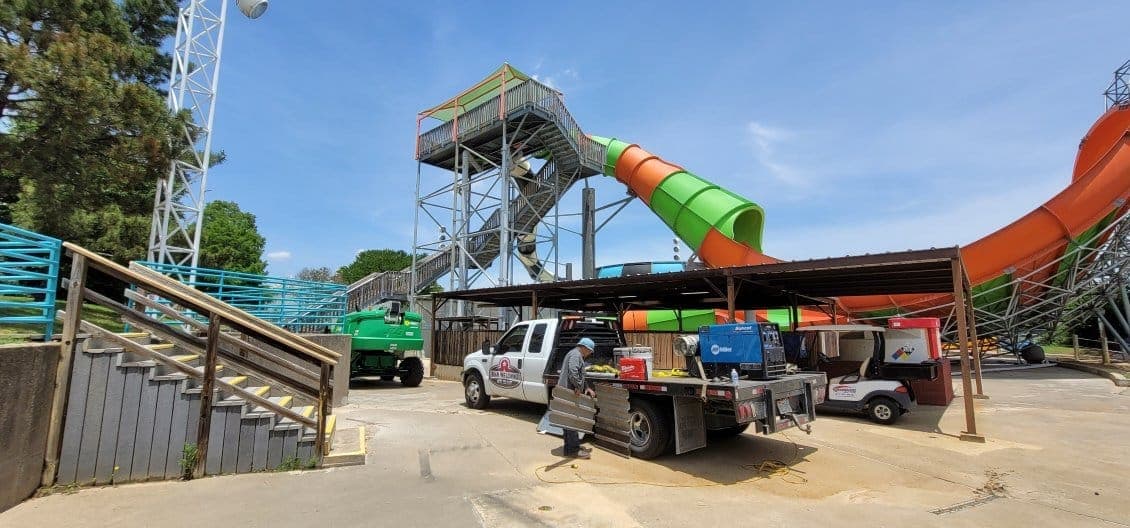 Welding and metal fabrication work, on-site progress photo